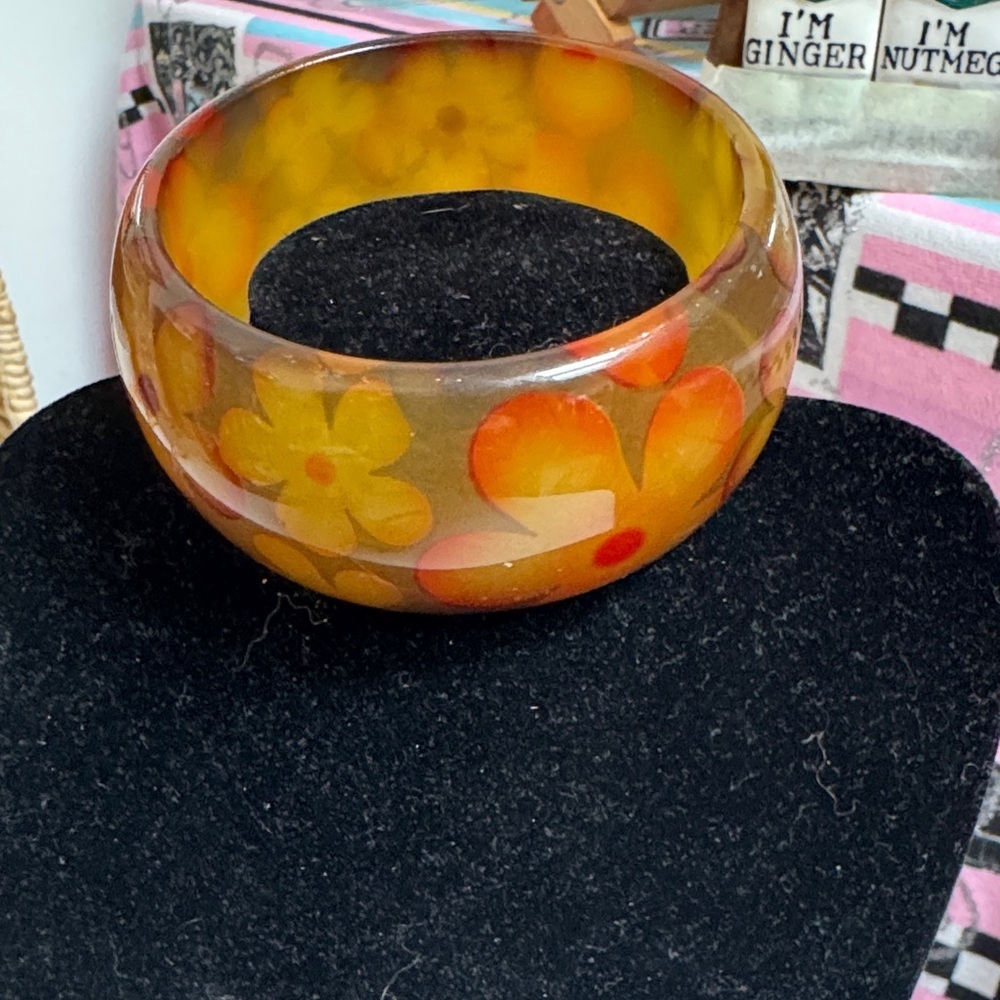 Colorful Floral Resin Bangle